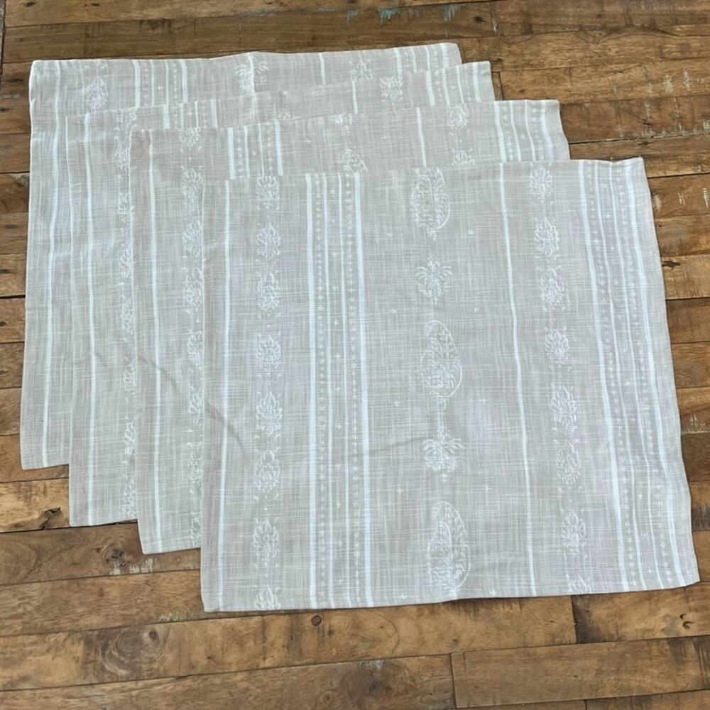 Threshold Studio McGee Light Beige Cotton Paisley Cloth Napkins 18 x 18